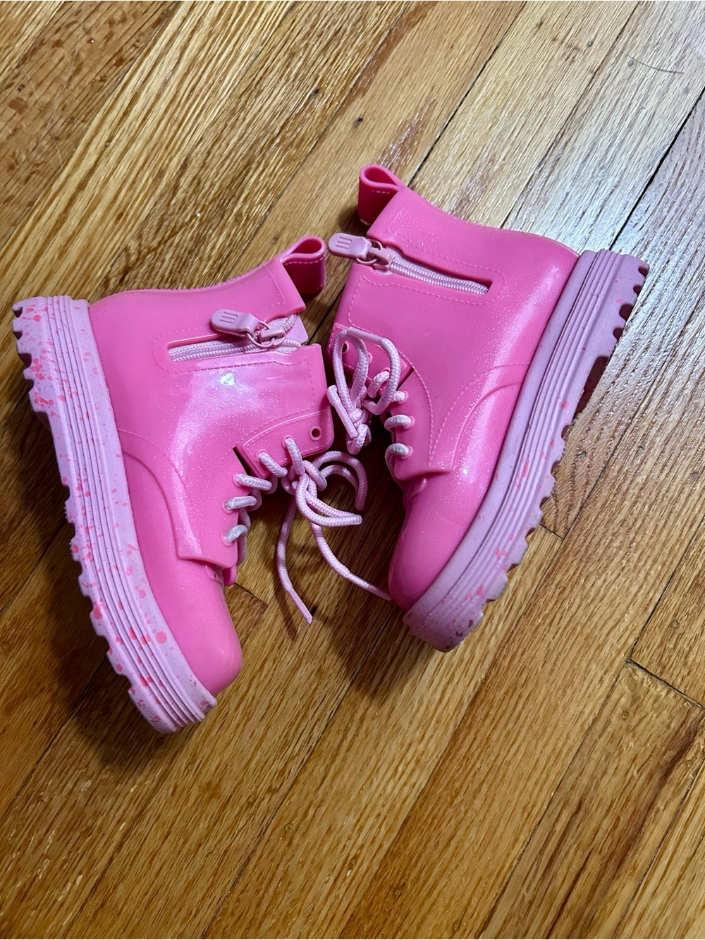 Mini Melissa Girls Pink Lace-Up Ankle Boots